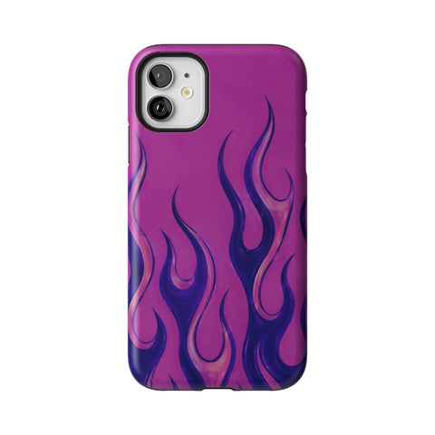 Purple Flames Y2K Tough Phone Case for iPhone 11