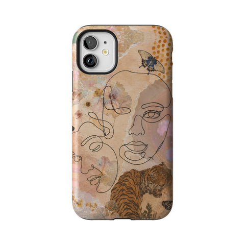 Line Art Faces Collage Tough Phone Case for iPhone 11