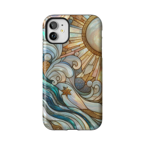 Waves & Sun Rays Stained Glass Illusion Print Tough Phone Case for iPhone 11