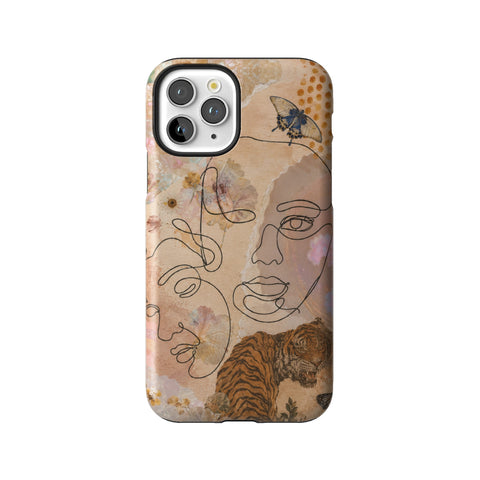 Line Art Faces Collage Tough Phone Case for iPhone 11 Pro