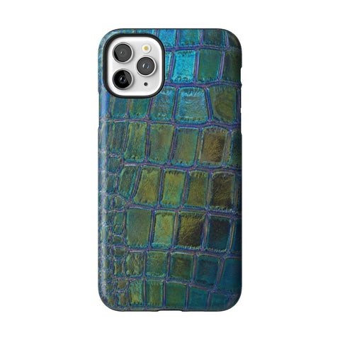 Teal Crocodile Print Tough Phone Case for iPhone 11 Pro Max