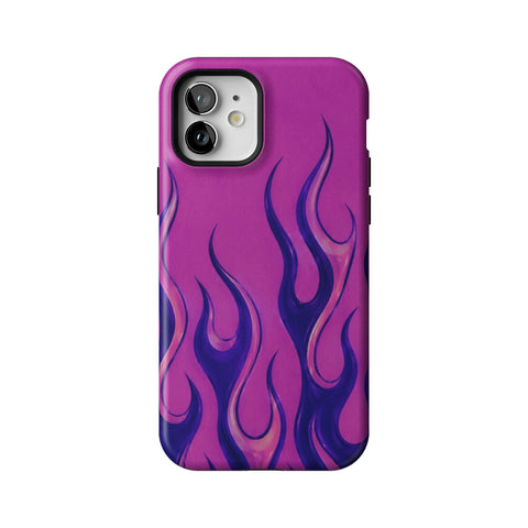Purple Flames Y2K Tough Phone Case for iPhone 12