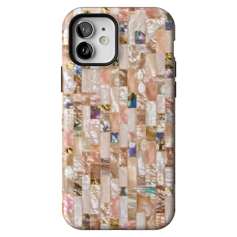 Rose Gold Abalone Shell Print Tough Phone Case for iPhone 12