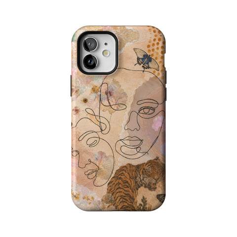 Line Art Faces Collage Tough Phone Case for iPhone 12