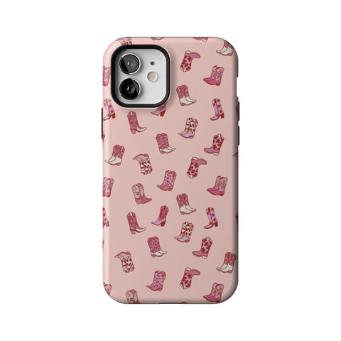 Pink Cowgirl Boots Tough Phone Case for iPhone 12