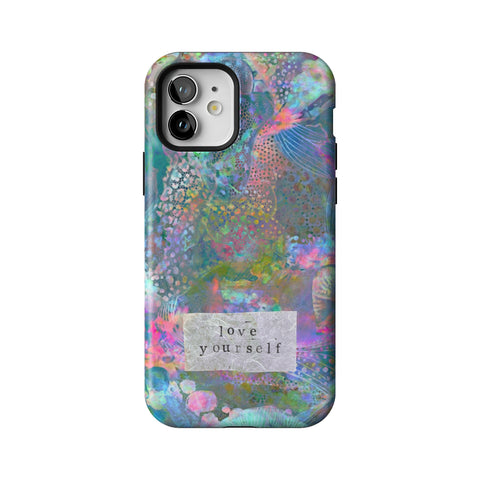 Love Yourself Pastel Abstract Art Tough Phone Case for iPhone 12