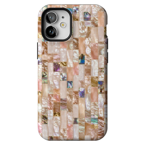 Rose Gold Abalone Shell Print Tough Phone Case for iPhone 12 Mini