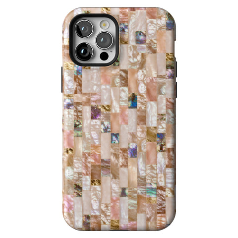 Rose Gold Abalone Shell Print Tough Phone Case for iPhone 12 Pro