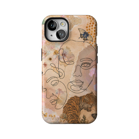 Line Art Faces Collage Tough Phone Case for iPhone 13