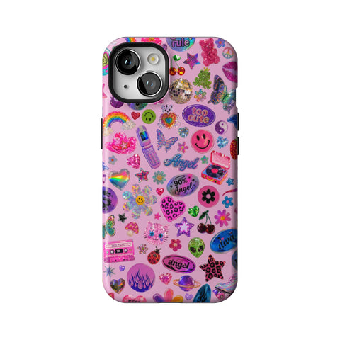 Baby Pink Y2K Stickers Print Tough Phone Case for iPhone 13