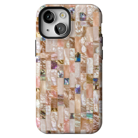 Rose Gold Abalone Shell Print Tough Phone Case for iPhone 13 Mini