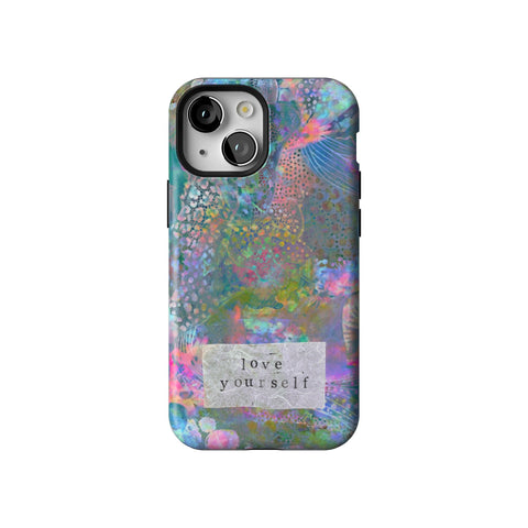 Love Yourself Pastel Abstract Art Tough Phone Case for iPhone 13 Mini