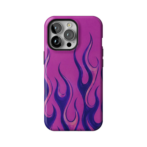 Purple Flames Y2K Tough Phone Case for iPhone 13 Pro