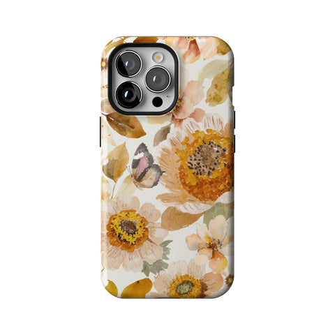 Rustic Boho Floral Tough Phone Case for iPhone 13 Pro