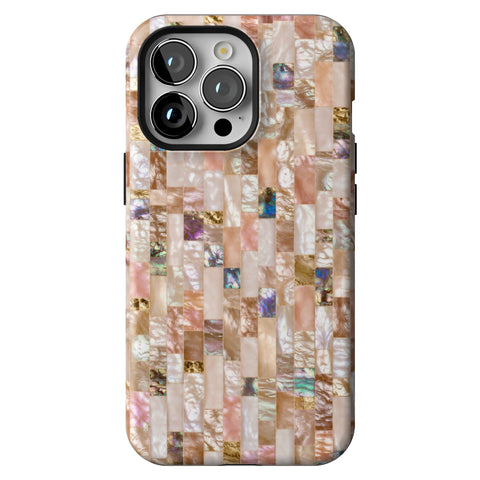 Rose Gold Abalone Shell Print Tough Phone Case for iPhone 13 Pro