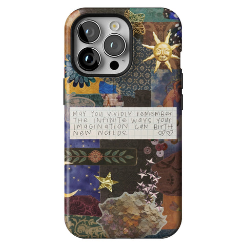 Whimsy Quote Collage Tough Phone Case for iPhone 13 Pro
