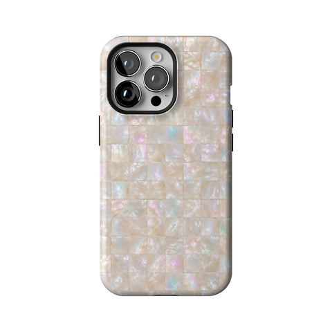 Opal Mother of Pearl Tile Print Tough Phone Case for iPhone 13 Pro