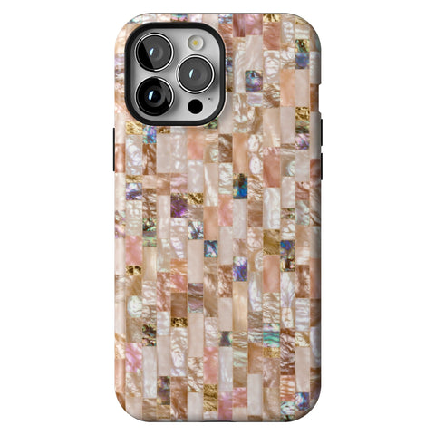 Rose Gold Abalone Shell Print Tough Phone Case for iPhone 13 Pro Max