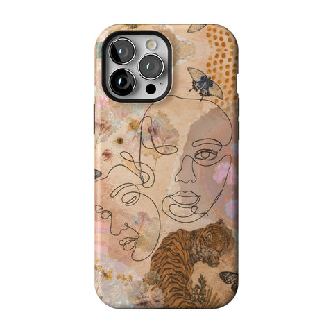 Line Art Faces Collage Tough Phone Case for iPhone 13 Pro Max