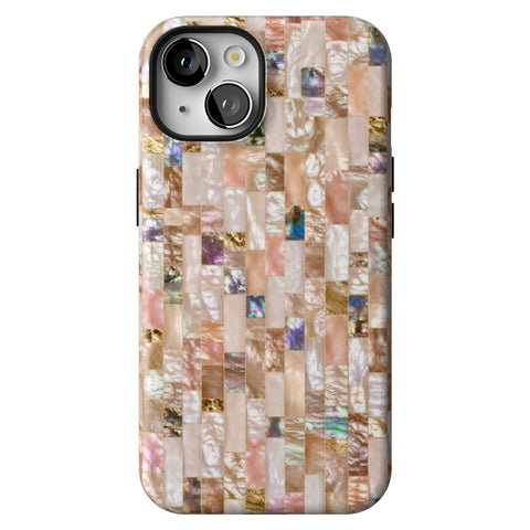 Rose Gold Abalone Shell Print Tough Phone Case for iPhone 14