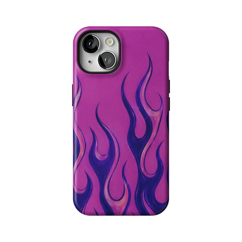 Purple Flames Y2K Tough Phone Case for iPhone 14