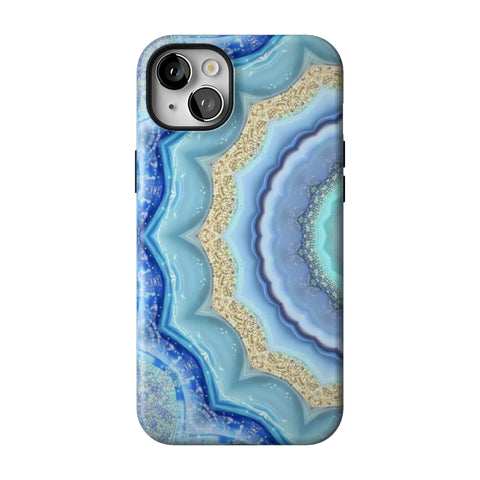 Blue Boho Tie Dye Tough Phone Case for iPhone 14 Plus