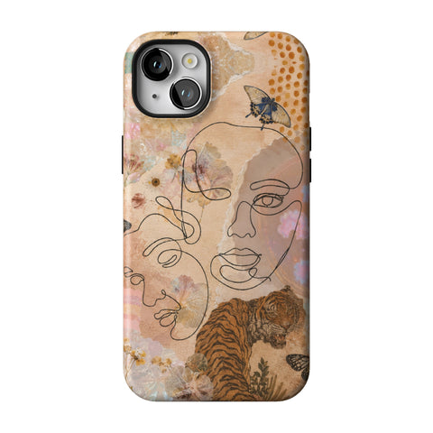 Line Art Faces Collage Tough Phone Case for iPhone 14 Plus