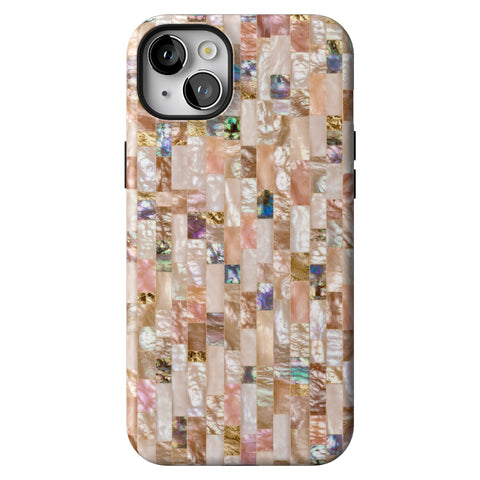 Rose Gold Abalone Shell Print Tough Phone Case for iPhone 14 Plus