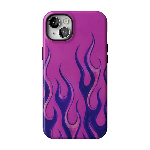 Purple Flames Y2K Tough Phone Case for iPhone 14 Plus
