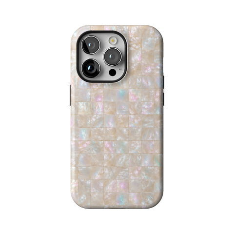Opal Mother of Pearl Tile Print Tough Phone Case for iPhone 14 Pro