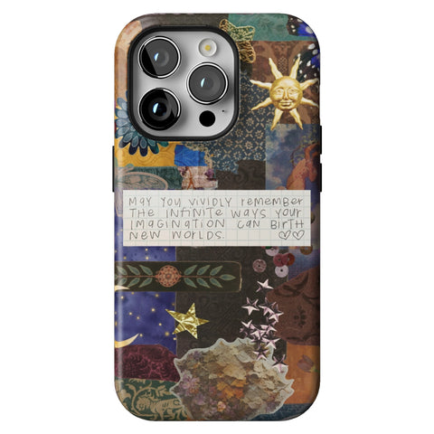 Whimsy Quote Collage Tough Phone Case for iPhone 14 Pro