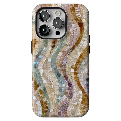 Seashell Mosaic Print Tough Phone Case for iPhone 14 Pro