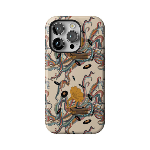 Art Nouveau Vinyl Record Player Tough Phone Case for iPhone 14 Pro