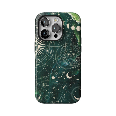 Green Marble Zodiac Tough Phone Case for iPhone 14 Pro