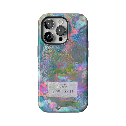 Love Yourself Pastel Abstract Art Tough Phone Case for iPhone 14 Pro