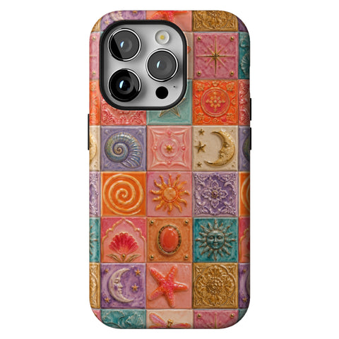 Nautical Whimsy Tiles Tough Phone Case for iPhone 14 Pro