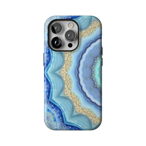 Blue Boho Tie Dye Tough Phone Case for iPhone 14 Pro