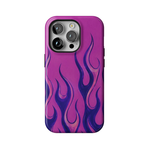 Purple Flames Y2K Tough Phone Case for iPhone 14 Pro