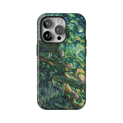 Green Abalone Shell Tough Phone Case for iPhone 14 Pro