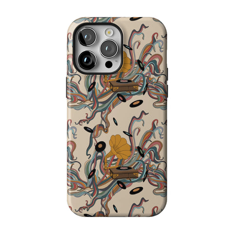 Art Nouveau Vinyl Record Player Tough Phone Case for iPhone 14 Pro Max