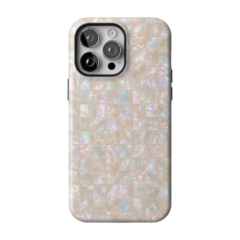Opal Mother of Pearl Tile Print Tough Phone Case for iPhone 14 Pro Max