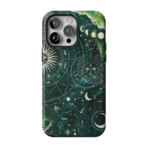 Green Marble Zodiac Tough Phone Case for iPhone 14 Pro Max