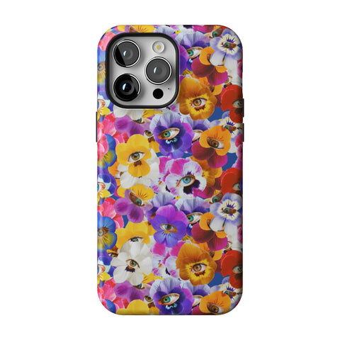 Pansy Eye Floral Tough Phone Case for iPhone 14 Pro Max