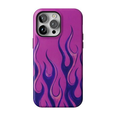 Purple Flames Y2K Tough Phone Case for iPhone 14 Pro Max