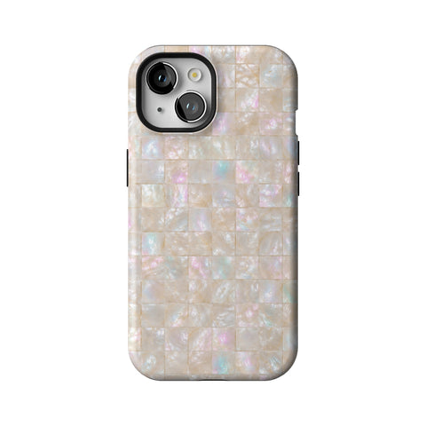 Opal Mother of Pearl Tile Print Tough Phone Case for iPhone 15
