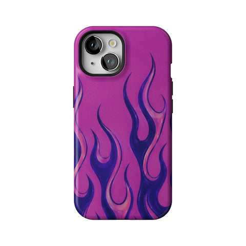 Purple Flames Y2K Tough Phone Case for iPhone 15