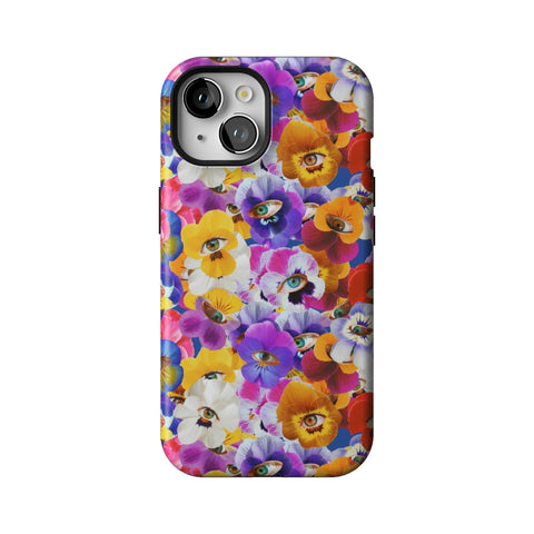 Pansy Eye Floral Tough Phone Case for iPhone 15