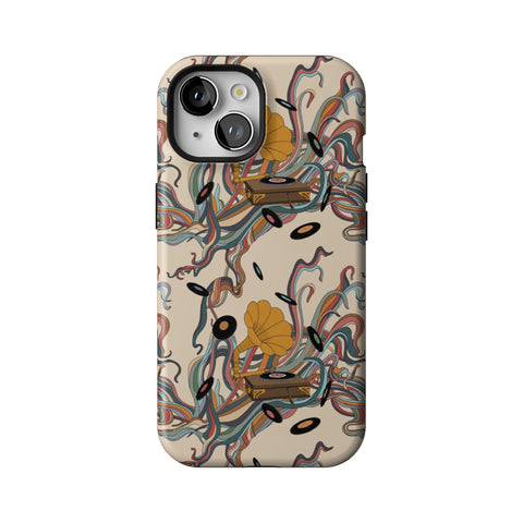 Art Nouveau Vinyl Record Player Tough Phone Case for iPhone 15