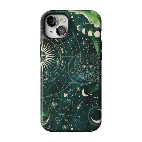Green Marble Zodiac Tough Phone Case for iPhone 15 Plus