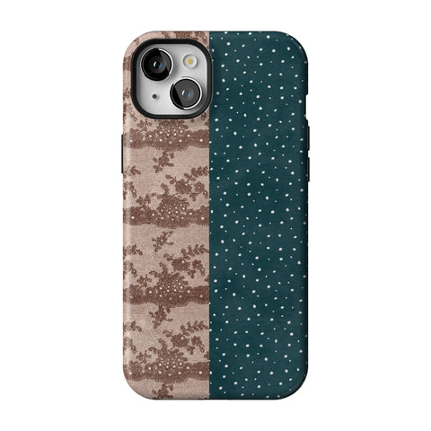 Lace & Tiny Dots Split Tough Phone Case for iPhone 15 Plus